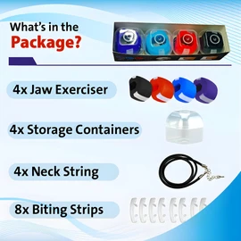Jaw Exerciser, Jaw Trainer, Face Exerciser, Muscles Trainer, Jaw Strengthener, Chin Exerciser to achieve Sharper Jawline & Facial Toner- Pack of 4 with 4 Colors & 4 Resistance Levels.