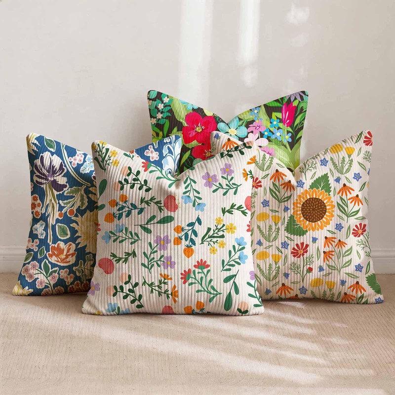 Adabana Relax Corduroy Throw Pillow Covers 18x18 Inch Set of