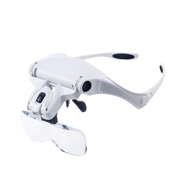 PACKOVE LED Magnifying Glasses with Light Wearable Headband Design Replaceable Lenses Compact Magnifier for Close Inspection for Crafts and Hobbies