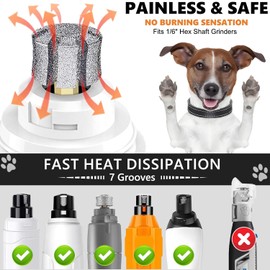 LENONG Diamond Dog Nail Grinder Head with 7-Grooves, Anti-Clogging & Fast Cooling Pet Nail Grinder Wheel Replacement with Steel Brush for Casfuy and Most Brands (1pcs 60#)