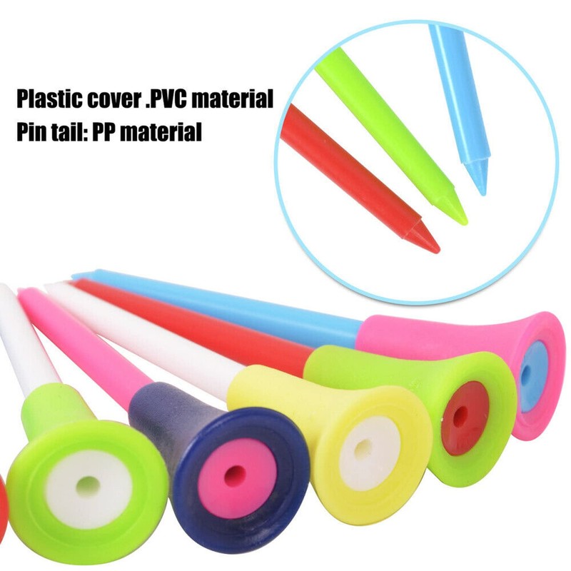 110 Pieces 83mm Golf Tees Multi Color Plastic with Rubber
