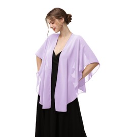 Hotshawl Womens Chiffon Shawls and Wraps, Wedding Party Shawl Scarf for Evening Dresses (Lilac)