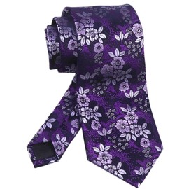 Men's Classic Violet Dark Purple Silk Ties Floral Jacquard Woven Dress Business Suit Neckties
