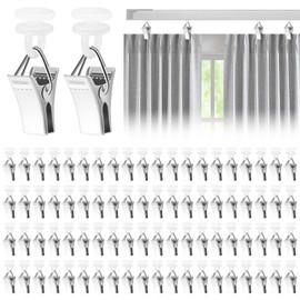ALLisWE Pack of 100 Curtain Clips Curtains Metal Clips with Curtain Hooks for Rails Curtain Clips with Rollers Curtain Clips for Room Divider, Caravan Curtains, Shower Curtain