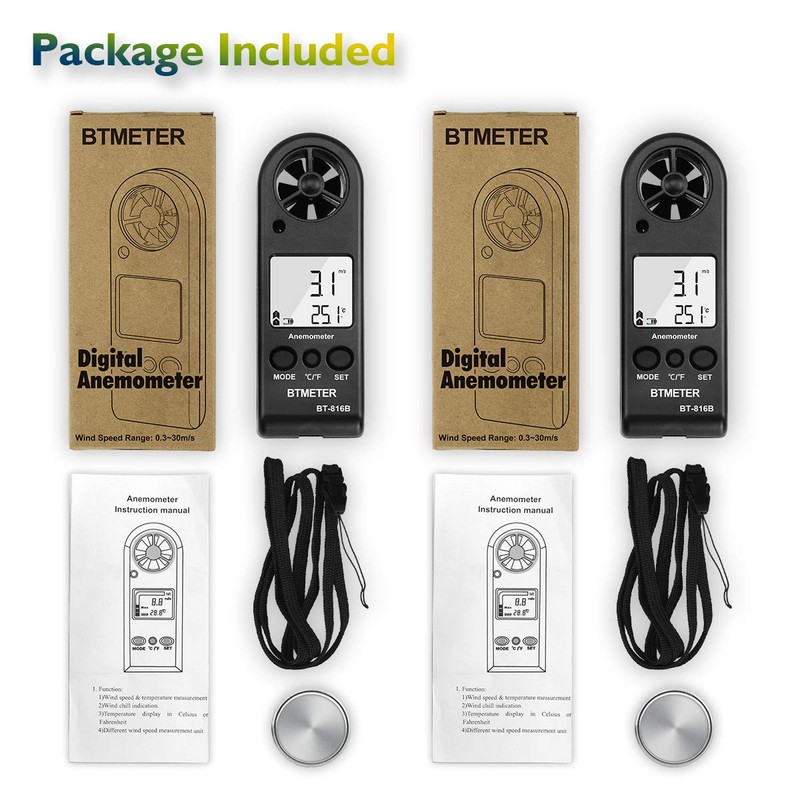 Anemometer Handheld - BTMETER Digital Wind Speed Meter Gauge with