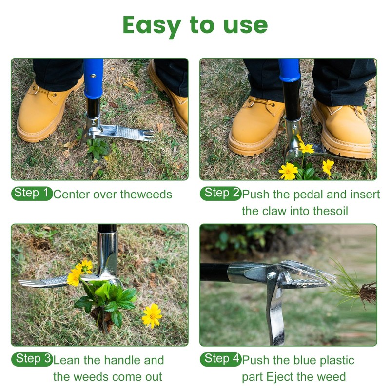 YOWPSY Stainless Steel Claw Stand Up Weed Puller Tool, Gardening