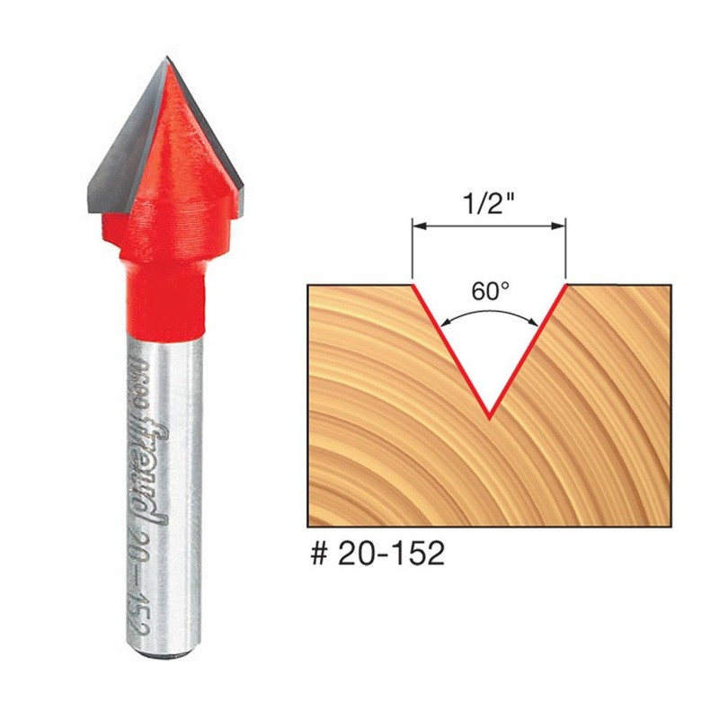 Freud 1/2" (Dia.) V Grooving Bit with 1/4" Shank (20-152)
