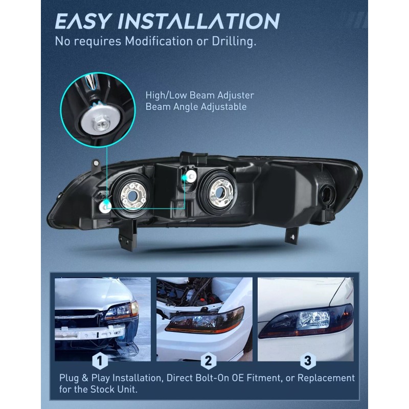 Nilight Headlight Assembly Compatible with 1998 1999 2000 2001 2002