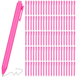 Geyoga 100 Pcs Pink Pens Bulk Valentine's Day Gifts Hot Pink Pens Black Ink Retractable Ballpoint Gel Ink Fine Point 0.5mm Comfortable Smooth Writing Cute Stylish for Office School