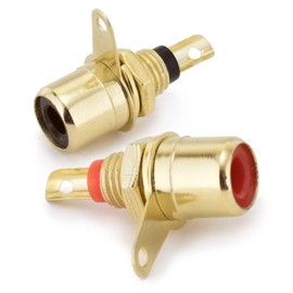 Generic 2x RCA Phono Chassis Sockets Gold Plated Female Connectors Red-Black