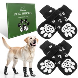 EXPAWLORER Dog Socks for Hot Pavement to Prevent Licking Paws, Non Slip Doggie Grippy Booties Shoes for Hardwood Floors, Boots & Paw Protectors for Small Medium Large Senior DogsPaw Grey L