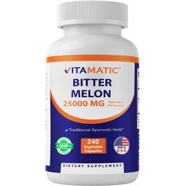 Vitamatic Bitter Melon 25:1 Extract, 25000mg Equivalent Strength Per Serving, 240 Vegetarian Capsules, and Concentrated 25X Potency 100% Vegetarian, All-Natural and Non-GMO