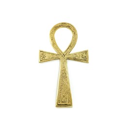 CircuitOffice Brass Ankh with Carvings (3.5" x 6.5"), for Ancient Egypt, Altars, Walls, Reiki, Metaphysical, New Age, Wicca, Healing, Vitality, Wholeness, Decoration or Gift