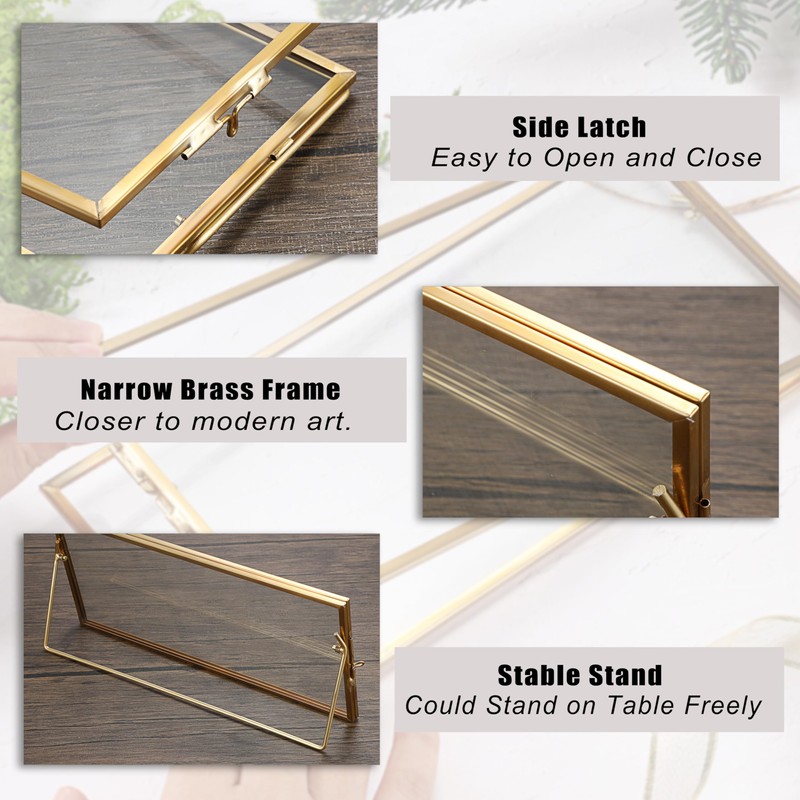 JUXYES 2 Pack Tabletop Business License Frame Brass License Certificate