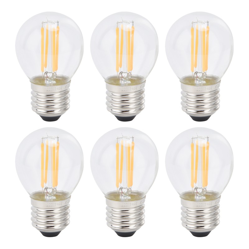6PCS G45 E27 LED Light Bulb Transparent Glass Bulb Vintage