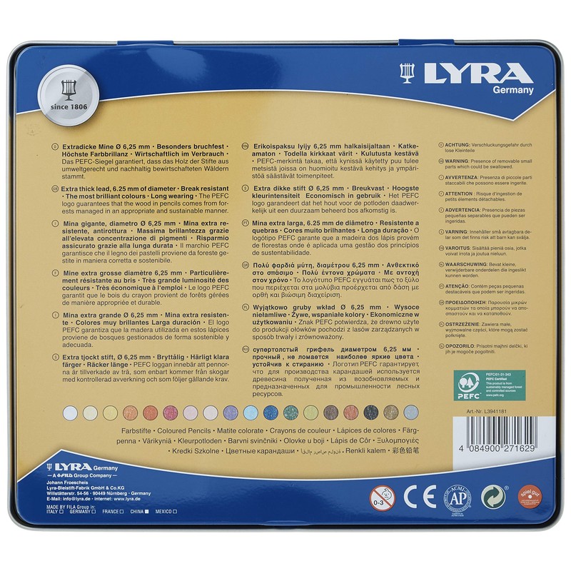 LYRA Colour Giants, Wooden Coloured Pencils, Hexagonal, Jumbo, Varnished, 6.3