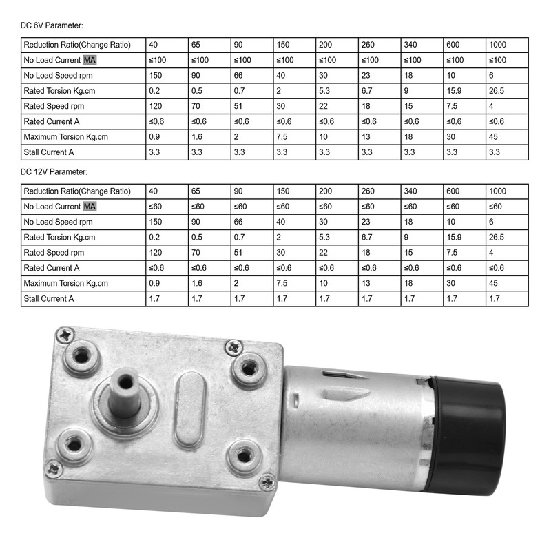 DC Worm Gear Motor 15mm Double Shaft Speed Reduction Drive