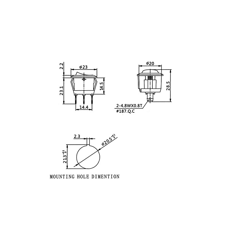 CABLEPELADO Rocker Switch 2 Way 3 Way Switch 3 Pole