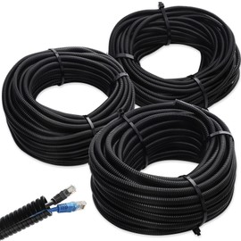 Split Loom Wire 1/4" X 100ft, 1/2" X 100ft, 3/8" X 100ft Electric Wires Covers Flexible Wire Loom Tubing Dog Cat Cord Protector Split Cable Sleeves (100ft)