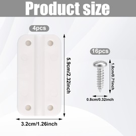 Goktvai 4pcs Plastic Cooler Hinges for Igloo 50-165 QT, 2.32x1.26 Inch Freezer Hinges with 16 Screws Replacement Parts Camping Coolers Accessories for Igloo Fridge