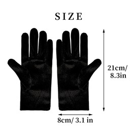 Women Short Velvet Finger Gloves Wrist Length Flapper Gloves 1920s Opera Costume (Black)