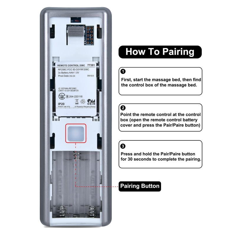 RF258C 77391 Replacement Remote Control Compatible with Serta Motion Perfect