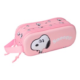 safta Snoopy 3D Double Pencil Case for Children, Ideal for School Age, Comfortable and Versatile, Quality and Resilience, 21 x 6 x 8 cm, Light Pink, Mediano, Casual, lightpink, casual