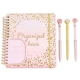 Votum 18 Month Hard Cover Planners/Calendars 10" x 10", January 2026 - June 2027 - Daily, Weekly & Monthly Organizer with Pens, Stickers, Sticky Notes, and a Sturdy Cover - Organized Chaos