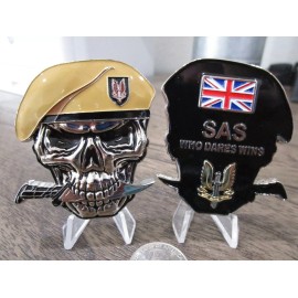 British Army Special Air Service Who Dares Wins Skull SAS Challenge Coin