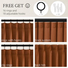 Topfinel 102 Inches Long Rust Colored Pinch Pleated Sheer Curtains with Hooks,Back Tab Semi Transparentes Light Filtering Linen Cotton Blend Ocher Tone Rustic Cabin Style Drapes Curtains,40" Wx102 L