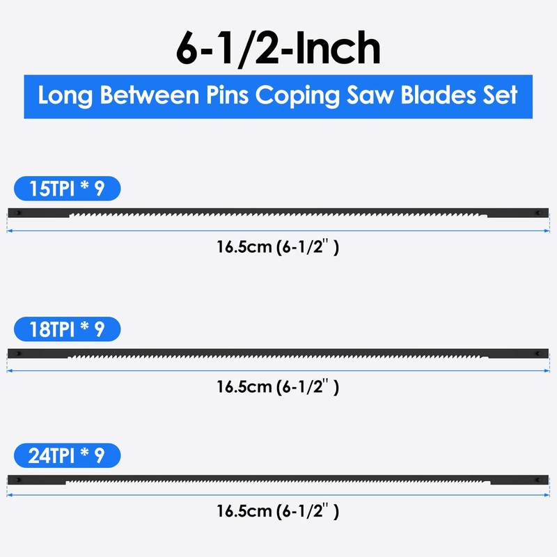 Fxvhojq 27Pcs Scroll Saw Blades 6-1/2inch High Carbon Steel Coping