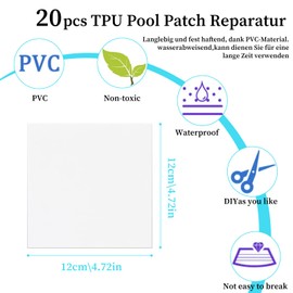 LXYYDS 20 Stück Selbstklebende Reparaturflicken Pool, PVC Pool Reparaturset, Poolflicken Selbstklebend Unterwasser, Pool Flicken Kleber, für Wasserbett, Aufblasbaren Sofas, Pools, Aufblasbares Boot