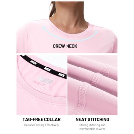 MIER Womens Crew Neck Running T-Shirts Dry Fit Soft Athletic Tee Shirt Tops for Workout Yoga Gym Excecise, Light Pink XL