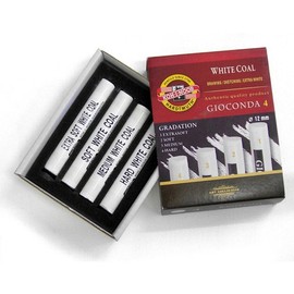 Gioconda 4 Stück Weisskreide extra weich, weich, mittel, hart Weisse Zeichenkohle Set
