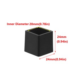 Antrader Square Rubber Covers Furniture Foot Table Chair Leg End Cap Cover Tip Protectors Black,0.8" x 0.8", Pack of 8