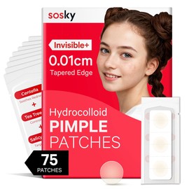 Sosky Pimple Patches for Face, Hydrocolloid Acne Patches, Zit Sticker for Face and Skin 75 Count 10mm