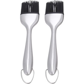Garneck 2piezas Brochas De Silicona Mango De Acero Inoxidable Brocha Para Aceite De Barbacoa Para Utensilios De Repostería y Cocinar