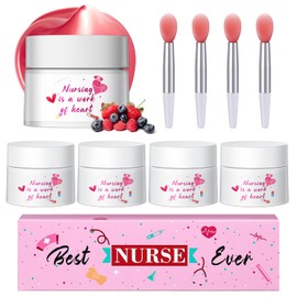 Linyuthia 4 Pcs Nurse Appreciation Gifts Lip Sleeping Mask Set Nurse Gifts for Women Lip Mask Overnight Nurse Christmas Gifts Lips Balm Deep Hydrating Thank You Gift for Women Nurse Practitioner Gifts