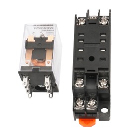 Weasch 2Pcs Electromagnetic Power Relay, HH52PL, AC 24V Coil, DPDT 2NO 2NC, 8 Pins, LED Indicator Light, with Plug-in Terminal Socket Base (2)