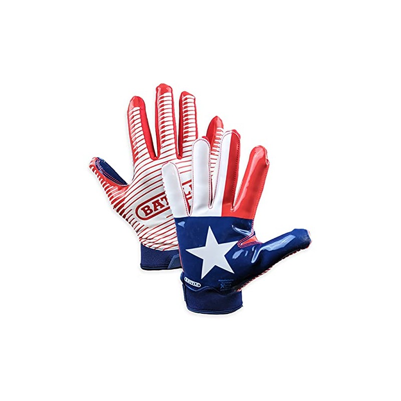 Battle Sports Texas Flag Doom 1.0 Football Receiver Gloves (Youth,