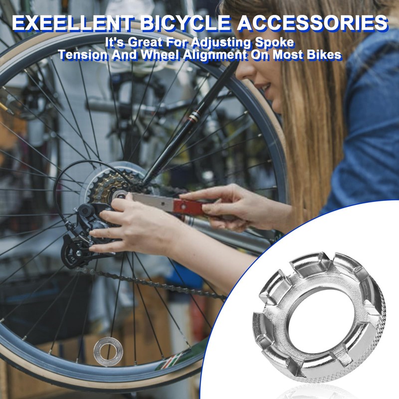 ptiysta Bicycle Spoke Wrench Tool, Hardened Steel 6-in-1 Spoke Rim
