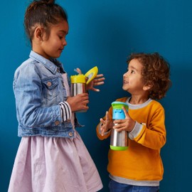 b.box 12 oz Insulated Water Bottle: Keeps Drinks Cold up to 8 Hours, Warm up to 6 Hours. Double Wall Stainless Steel Kids Water Bottle. Dishwasher Safe (Blue Slate, 12 oz)