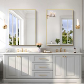 KOCUUY 30x40 Inch Large Gold Wall Mounted Mirror,Aluminum Framed Decorative Rectangular Bathroom Mirror for Wall Over Sink,Vanity Mirror for Bedroom Living Room Bathroom,Functional Oversized Mirror