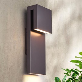 Tarentlight Modern Outdoor Indoor Integrated LED Wall Sconce, 2-Light Total 17W,Bronze Finish,1600 Lumens,3000 Kelvin,90 CRI, Dimmable,Input 120-277V,Weatherproof for Global Front Porch Decor Use.