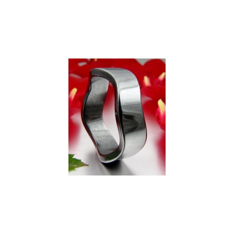 Genuine Hematite Wavy Grey Dark Grey Smooth Hematite Ring Stone