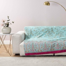 Bassetti Indian Roses 9332325 Granfoulard Cloth 100% Cotton Turquoise T1 Dimensions: 350 x 270 cm