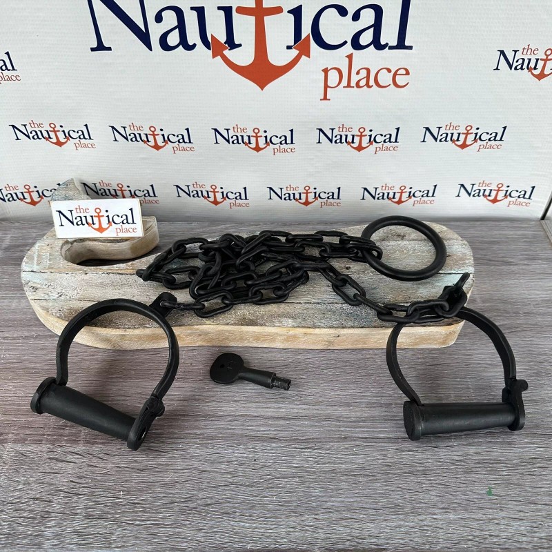 54" Iron Leg Shackles w/ Key, Heavy Duty Old Style