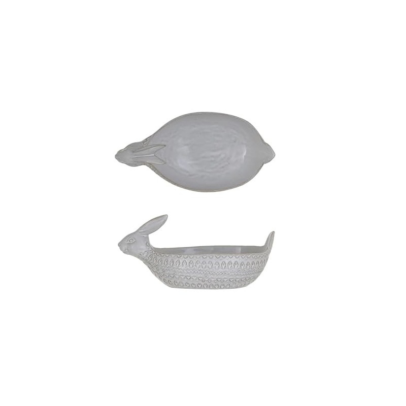 Debossed Stoneware Rabbit Bowl (Each One Will Vary)