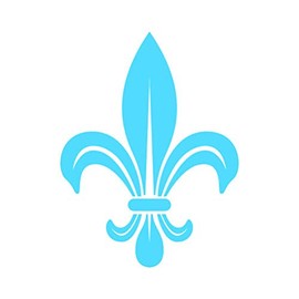 RDW Fleur De Lis Sticker - Decal - Die Cut - #2 - Light Blue 3.01" x 4.00"