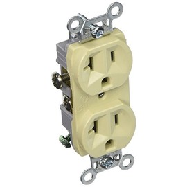 Hubbell CR20-I Commercial Duplex Receptacle, Ivory
